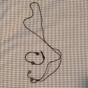 Leather Tahitian pear necklace & bracelet